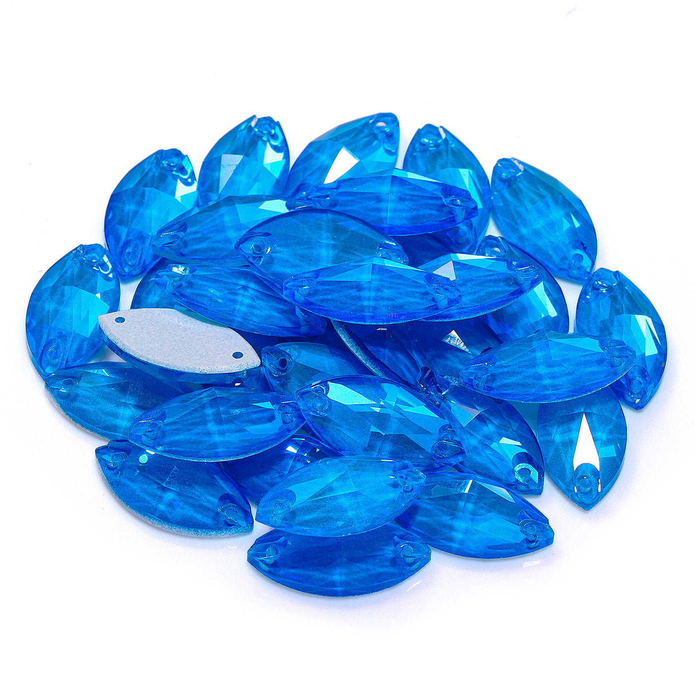 Electric Neon Blue Navette Shape High Quality Glass Sew-on Rhinestones Secondary image