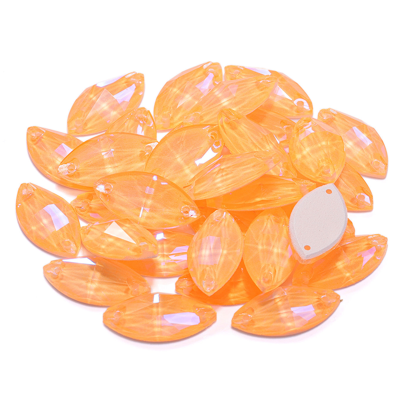 Electric Neon Sunflower Navette Shape High Quality Glass Sew-on Rhinestones