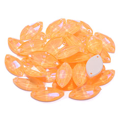 Electric Neon Sunflower Navette Shape High Quality Glass Sew-on Rhinestones