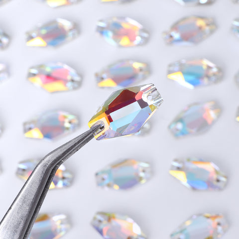 Light Crystal AB Hexagon Shape High Quality Glass Sew-on Rhinestones