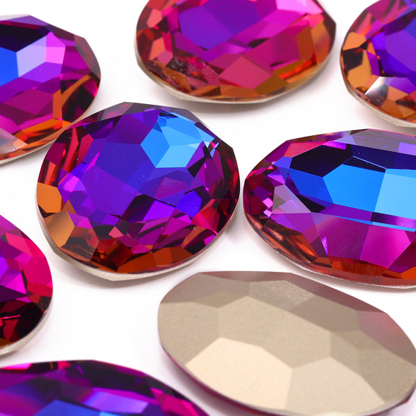 Violet Blue Big Oval Shape High Quality Glass Pointed Back Fancy Rhinestones WholesaleRhinestone