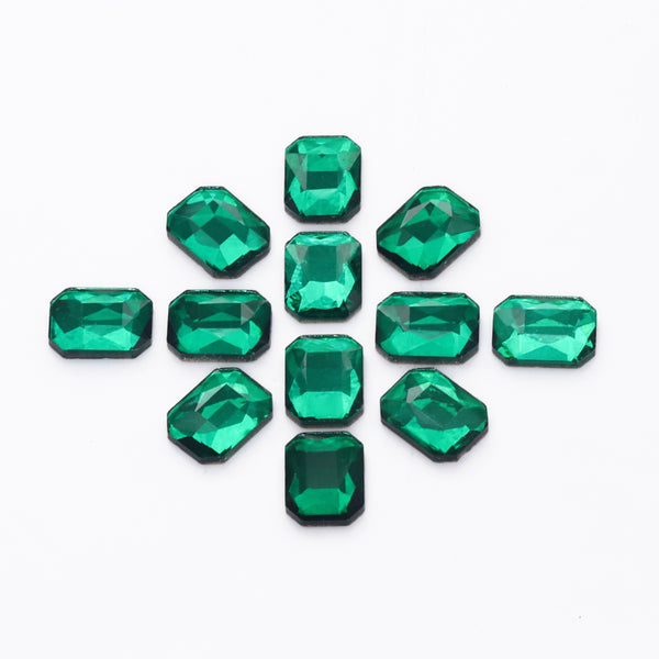Octagon Shape Dark Green Flat Back Fancy Rhinestones WholesaleRhinestone