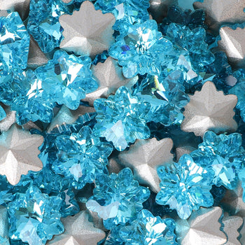 Light Aquamarine Snowflake Shape Glass Pointed Back Fancy Rhinestones WholesaleRhinestone