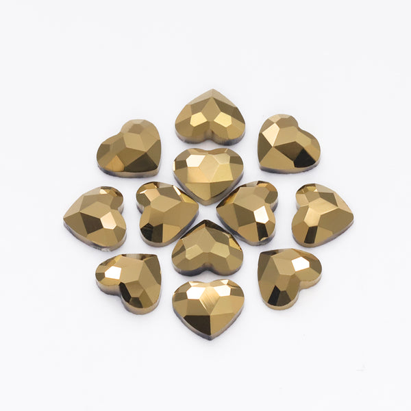 Heart Shape Aurum Flat Back Fancy Rhinestones WholesaleRhinestone