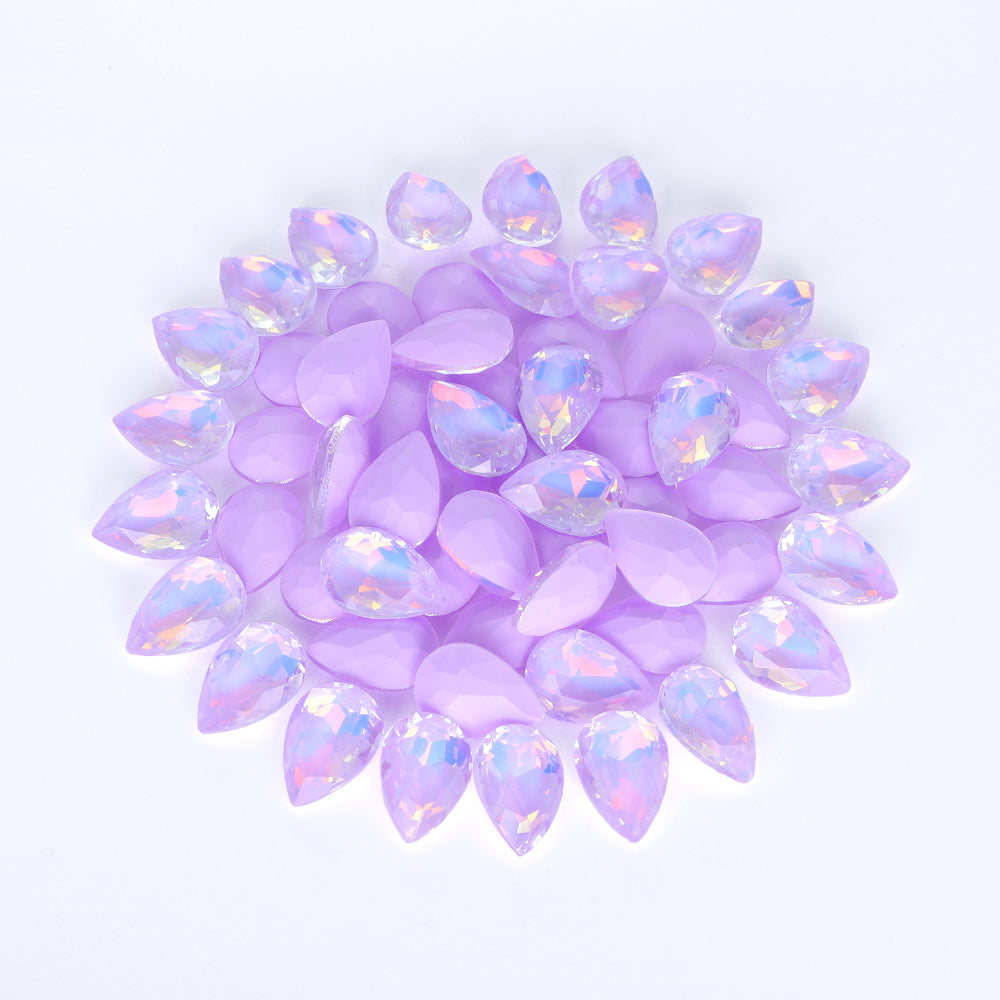 Light Purple AM Drop Shape Glass Pointed Back Fancy Rhinestones