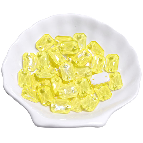 Electric Neon Light Topaz Octagon Shape High Quality Glass Sew-on Rhinestones WholesaleRhinestone
