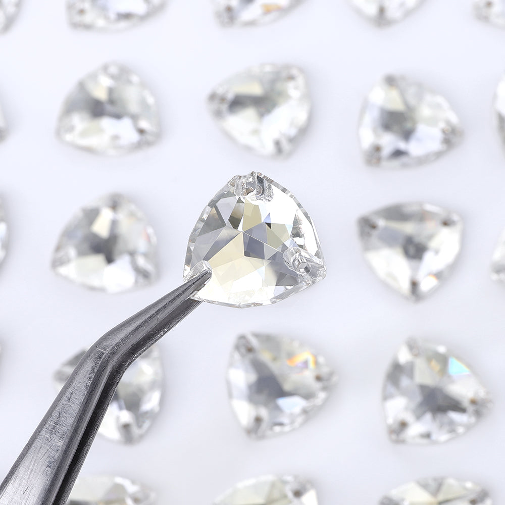 Silver Shade Trilliant Shape High Quality Glass Sew-on Rhinestones WholesaleRhinestone
