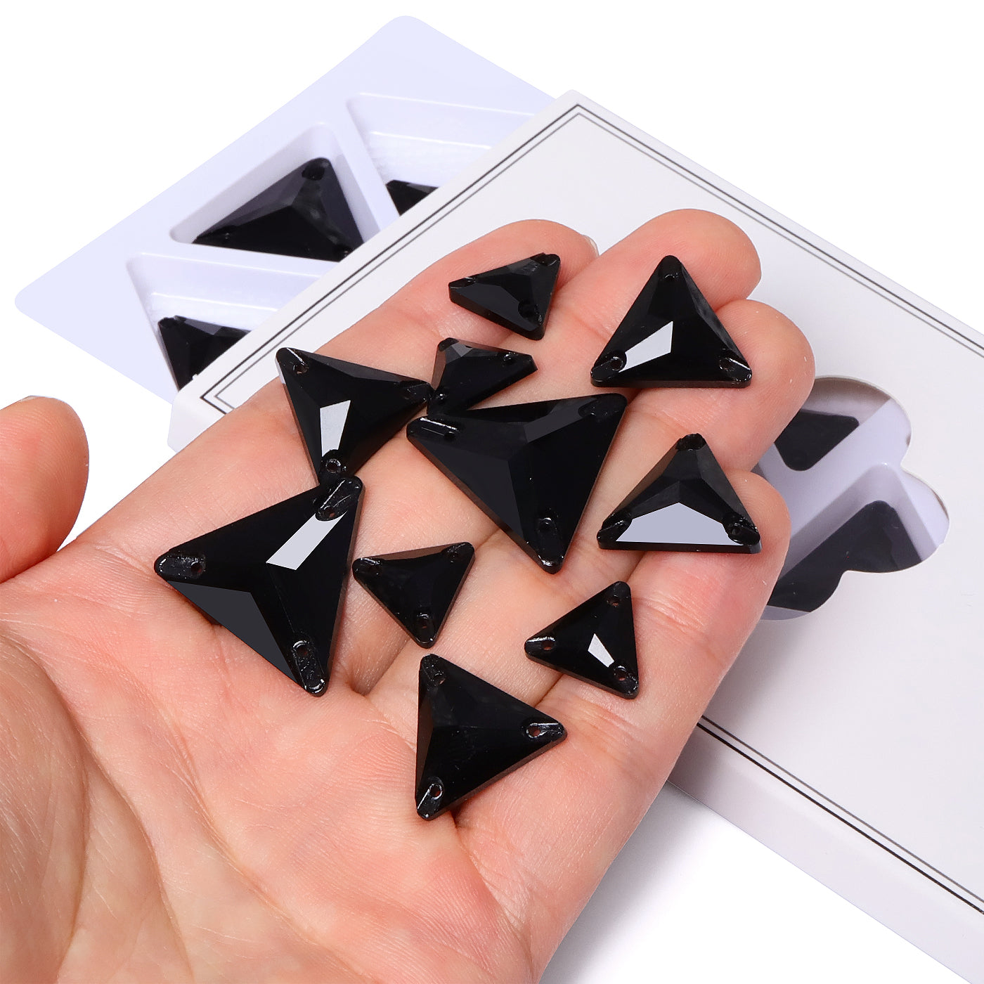 Mixed Sizes Jet Triangle Shape High Quality Glass Sew-on Rhinestones WholesaleRhinestone