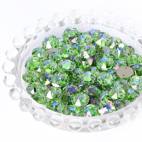 Peridot Shimmer XIRIUS Round Shape High Quality Glass Sew-on Rhinestones WholesaleRhinestone