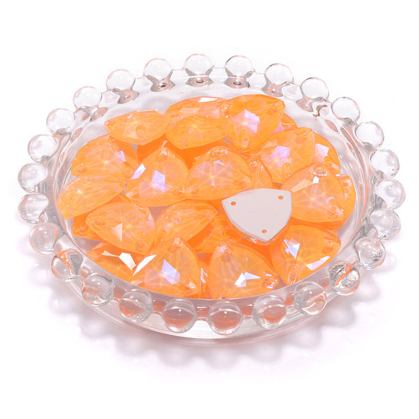 Electric Neon Sunflower Trilliant Shape High Quality Glass Sew-on Rhinestones