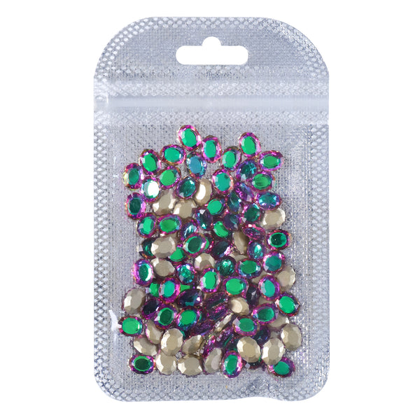 Green Volcano Magic Mirror Shape Pointed Back Fancy Rhinestones For Nail Art