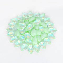 Light Green AM Drop Shape Glass Pointed Back Fancy Rhinestones