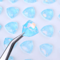 Aquamarin Am Trilliant Form hochwertiges Glas Nähstelsteine