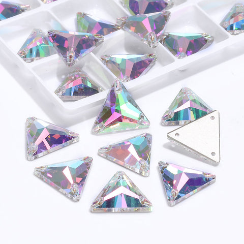 Crystal Phantom Triangle Shape High Quality Glass Sew-on Rhinestones