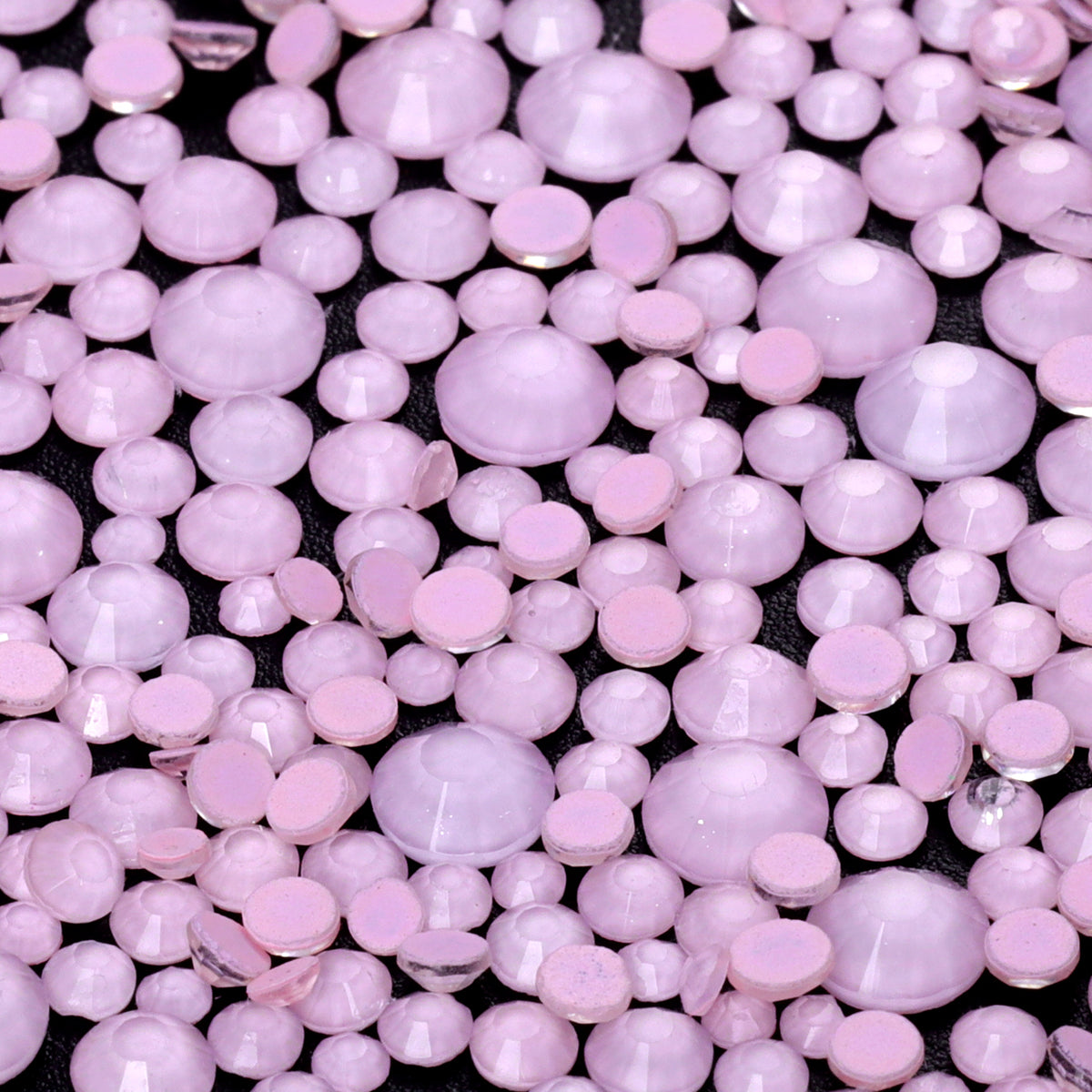 Mixed Sizes Neon Pink Snowy White Glass Flat Back Rhinestones For Nail Art WholesaleRhinestone