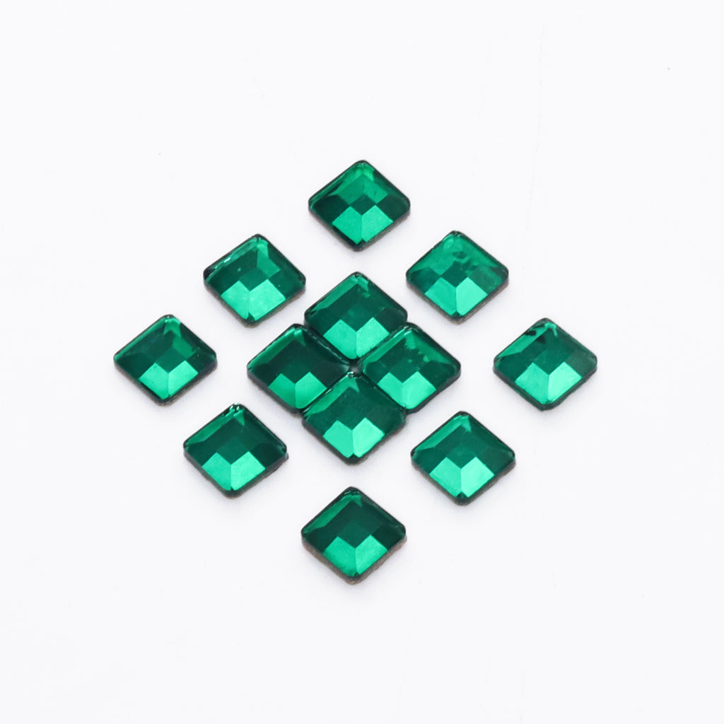 Square Shape Dark Green Flat Back Fancy Rhinestones WholesaleRhinestone