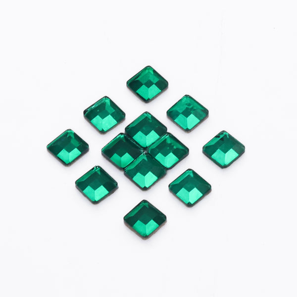 Square Shape Dark Green Flat Back Fancy Rhinestones WholesaleRhinestone
