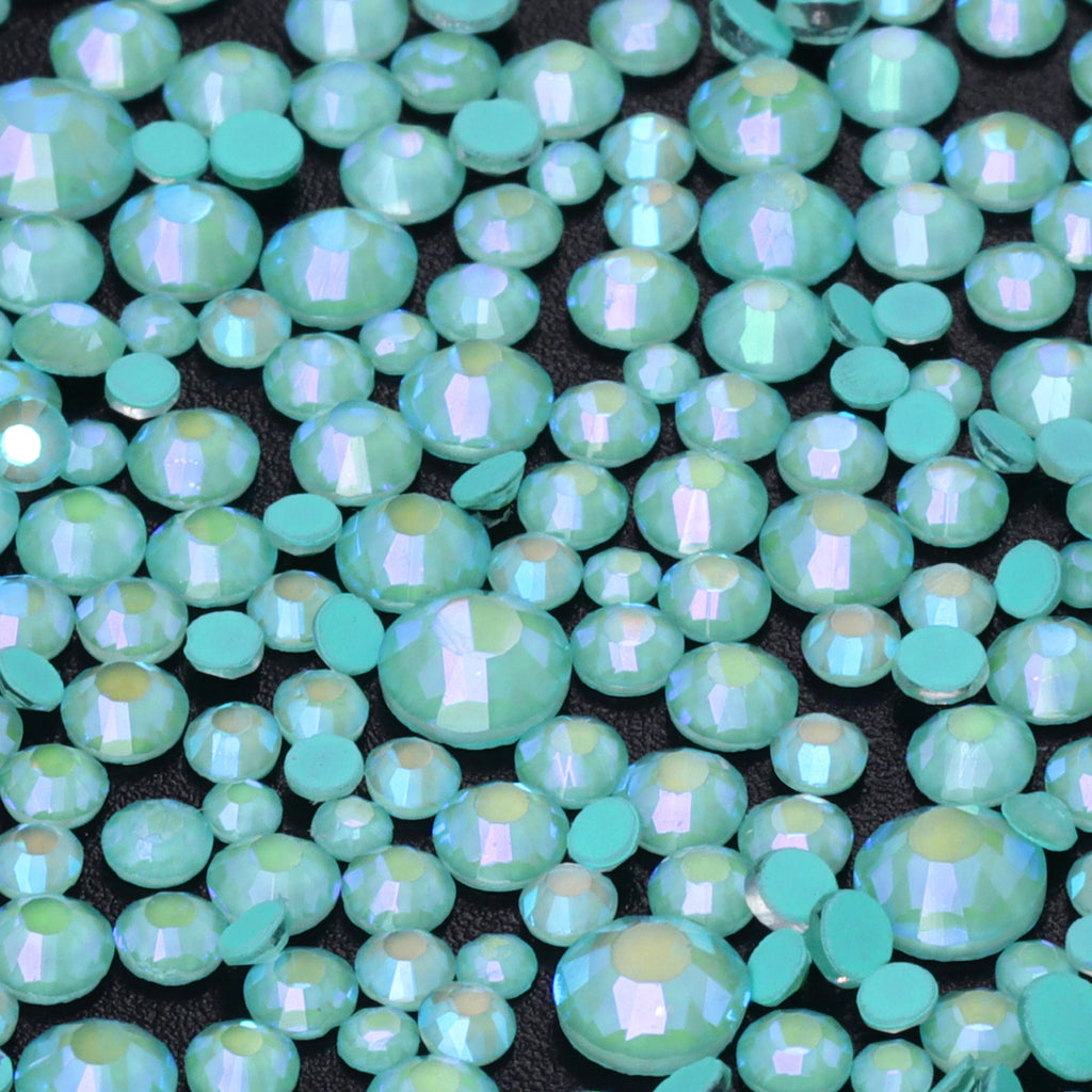 Mixed Sizes Neon Turquoise AB Glass Flat Back Rhinestones For Nail Art WholesaleRhinestone