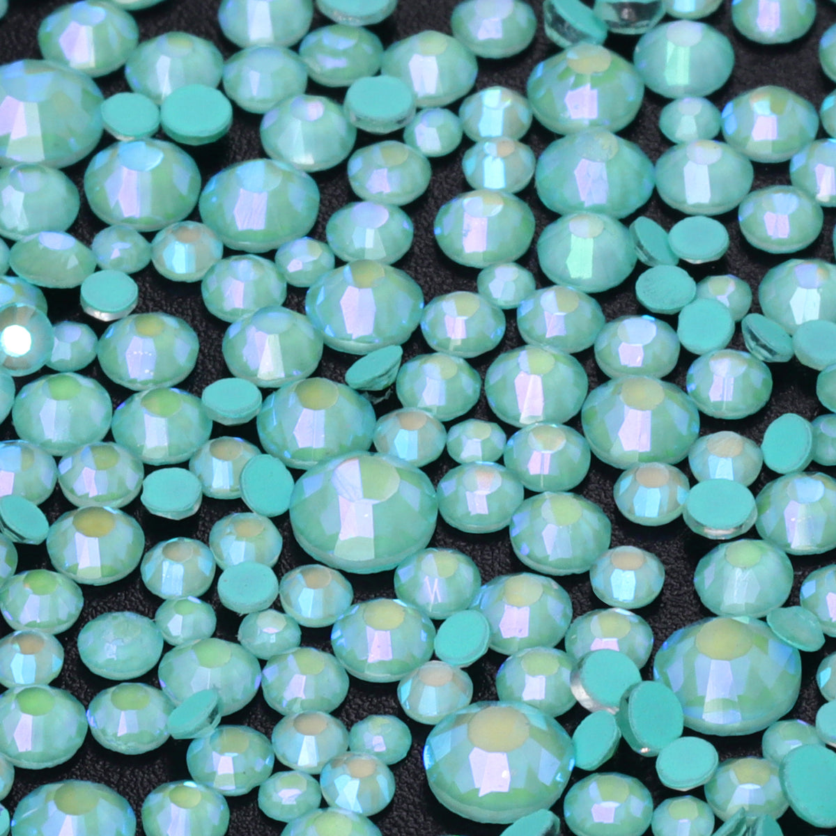 Mixed Sizes Neon Turquoise AB Glass Flat Back Rhinestones For Nail Art WholesaleRhinestone