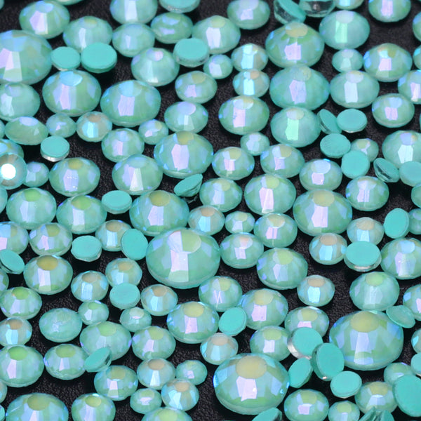 Mixed Sizes Neon Turquoise AB Glass Flat Back Rhinestones For Nail Art WholesaleRhinestone