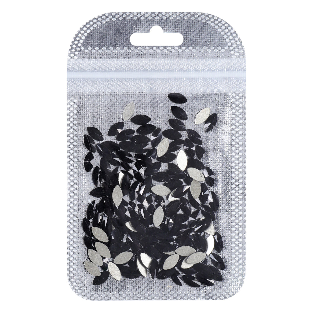 Navette Shape Black Flat Back Fancy Rhinestones