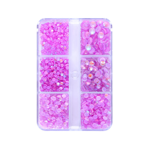 Mixed Sizes 6 Grid Box Mocha Shimmer Lt Purple Glass FlatBack Rhinestones For Nail Art WholesaleRhinestone Hauptbild