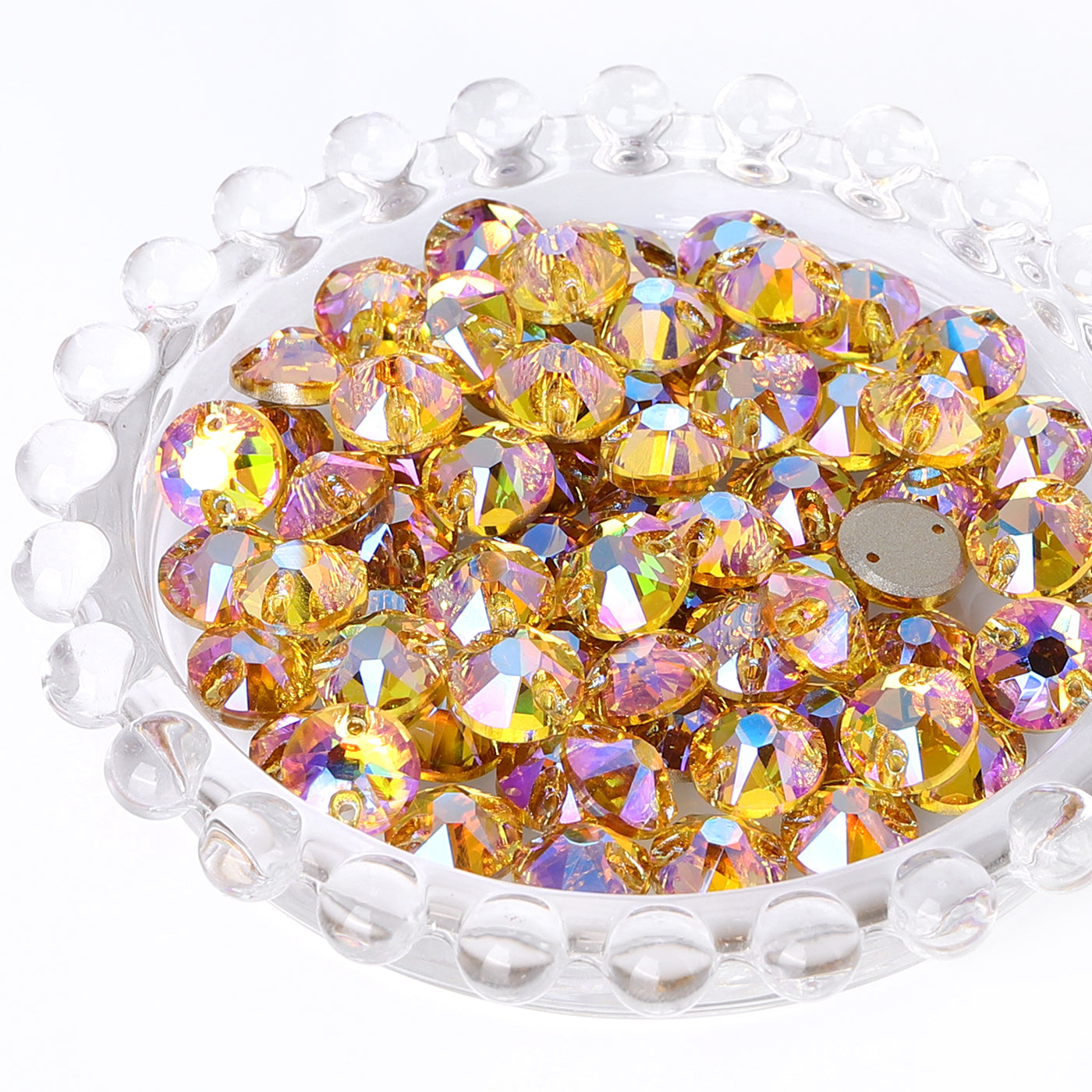 Light Topaz Shimmer XIRIUS Round Shape High Quality Glass Sew-on Rhinestones WholesaleRhinestone