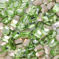 Apple Green Thin Octagon Shape Glass Pointed Back Fancy Rhinestones
