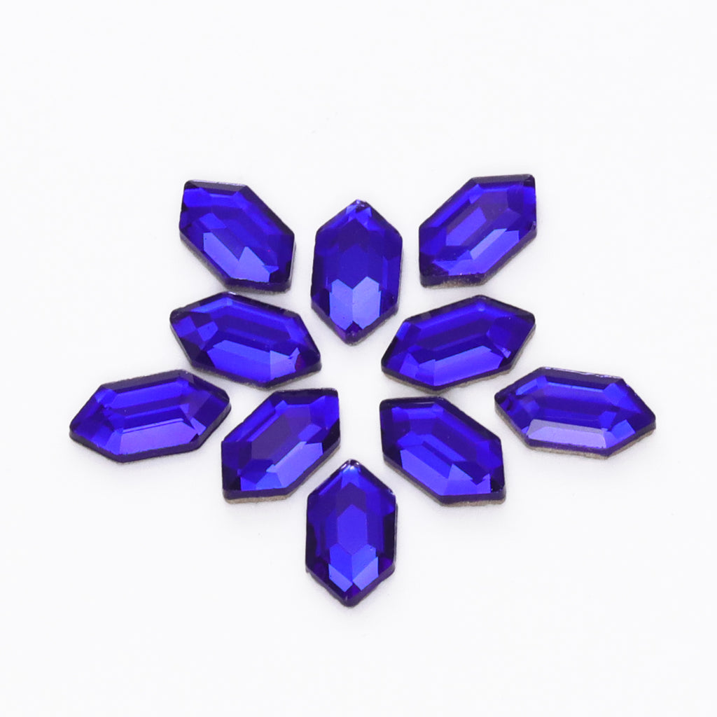 Elongated Hexagon Shape Sapphire Flat Back Fancy Rhinestones WholesaleRhinestone