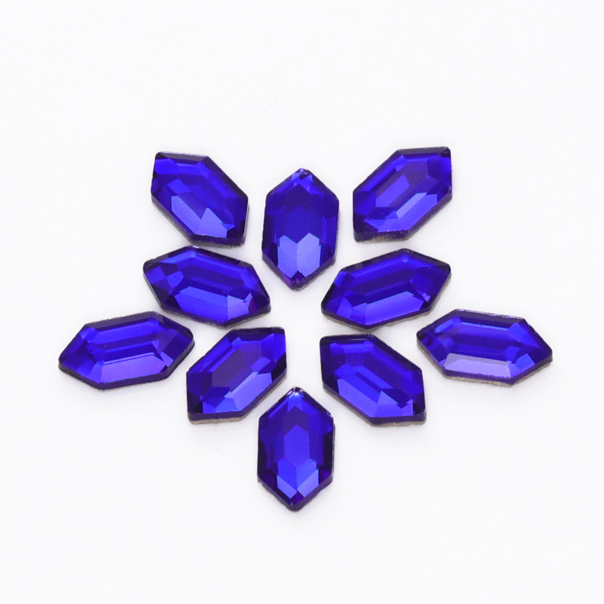 Elongated Hexagon Shape Sapphire Flat Back Fancy Rhinestones WholesaleRhinestone