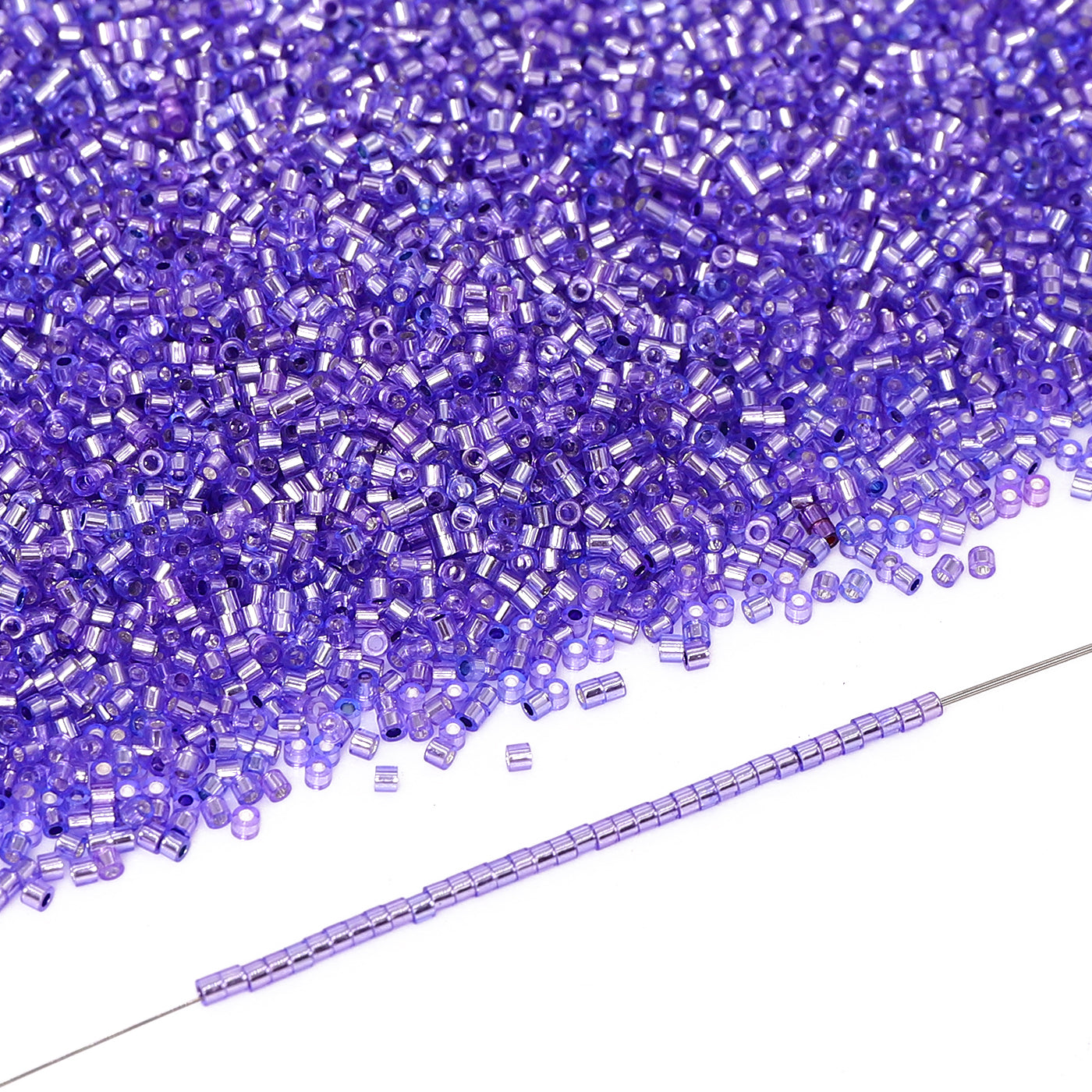 Transparent Silver-lined Purple Color Hight Quality Glass Cylinder Seed Beads 1.6 MM Size GY2009