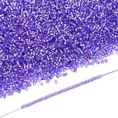 Transparent Silver-lined Purple Color Hight Quality Glass Cylinder Seed Beads 1.6 MM Size GY2009