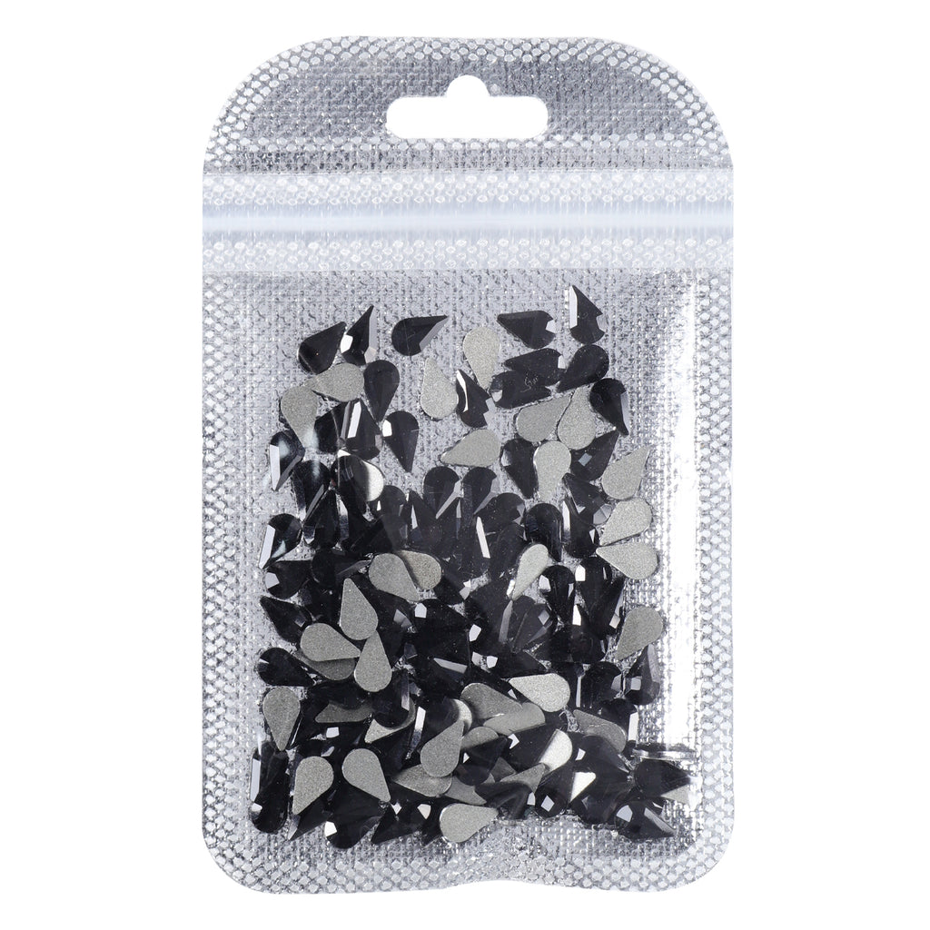 Raindrop Shape Black Flat Back Fancy Rhinestones