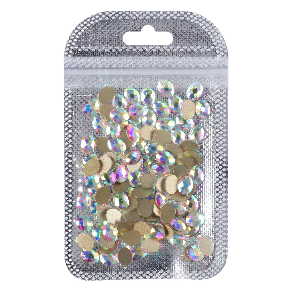 Egg Shape Crystal AB Flat Back Fancy Rhinestones