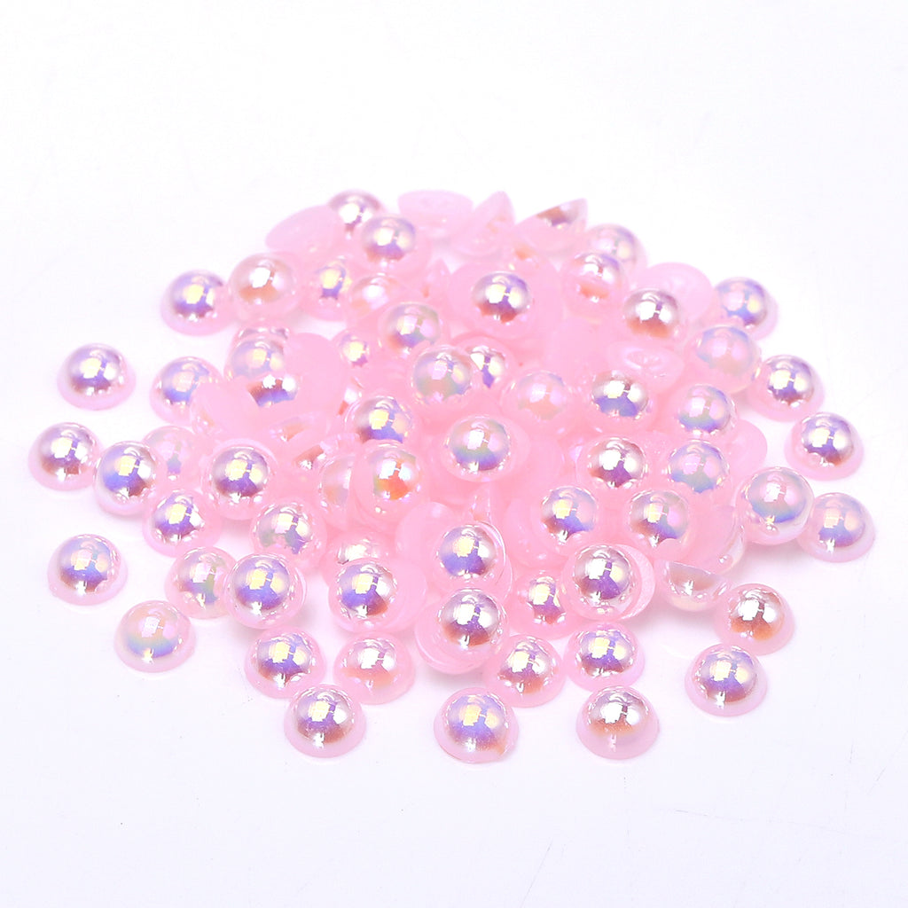 Baby Pink AB Resin Flat Back Pearls Multi Sizes WholesaleRhinestone