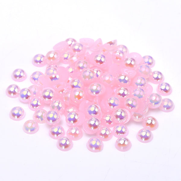 Baby Pink AB Resin Flat Back Pearls Multi Sizes WholesaleRhinestone