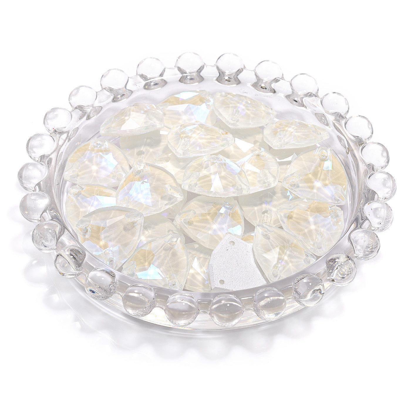 Electric Neon White Trilliant Shape High Quality Glass Sew-on Rhinestones WholesaleRhinestone