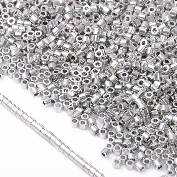 Metallic Silver Luster Color Hight Quality Glass Cylinder Seed Beads 1.6 MM Size JS3001 WholesaleRhinestone