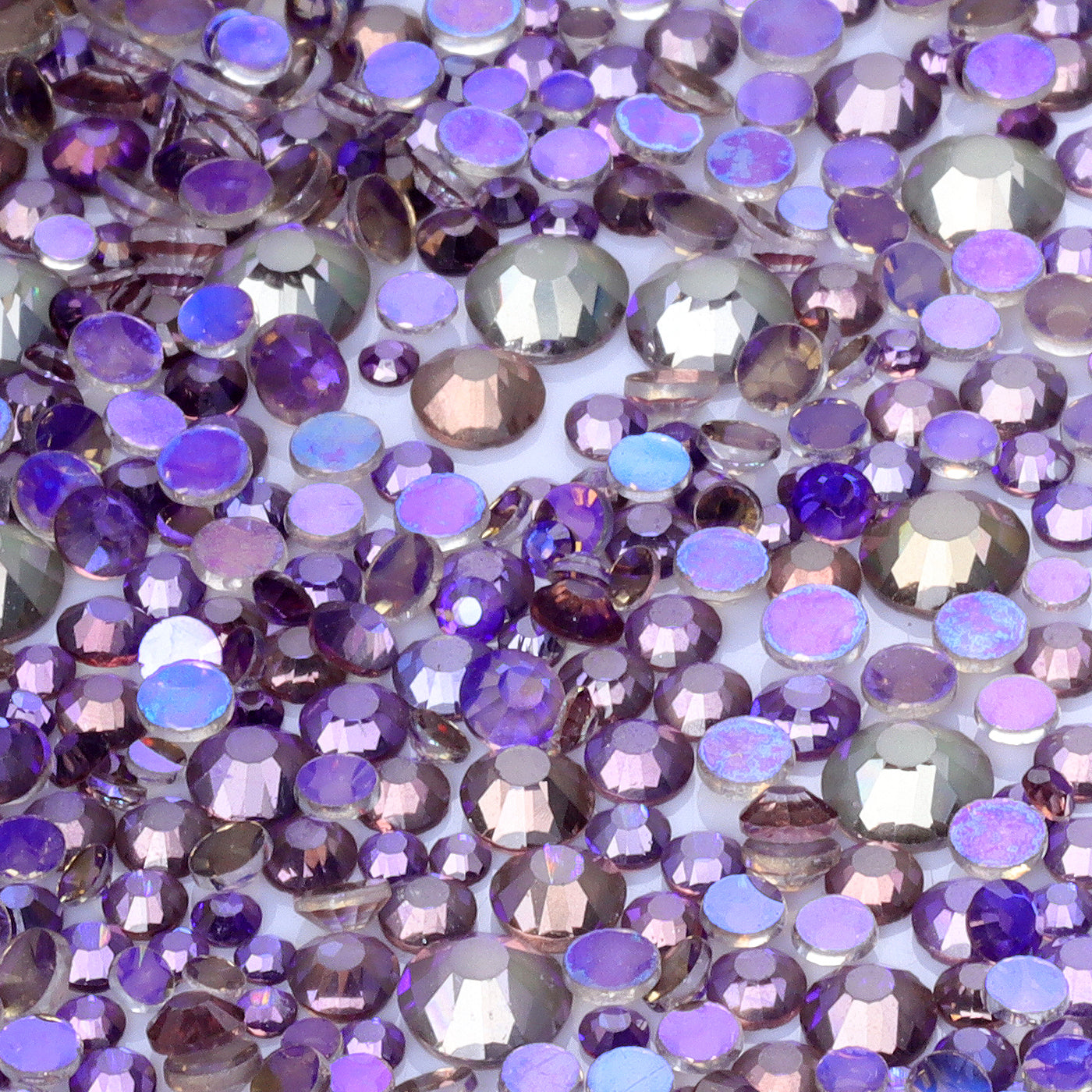 Mixed Sizes Aurora Gray Glass Flat Back Rhinestones For Nail Art WholesaleRhinestone