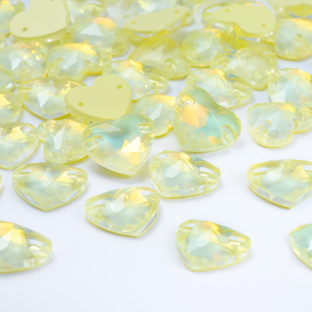 Jonquil AM Heart Shape High Quality Glass Sew-on Rhinestones WholesaleRhinestone