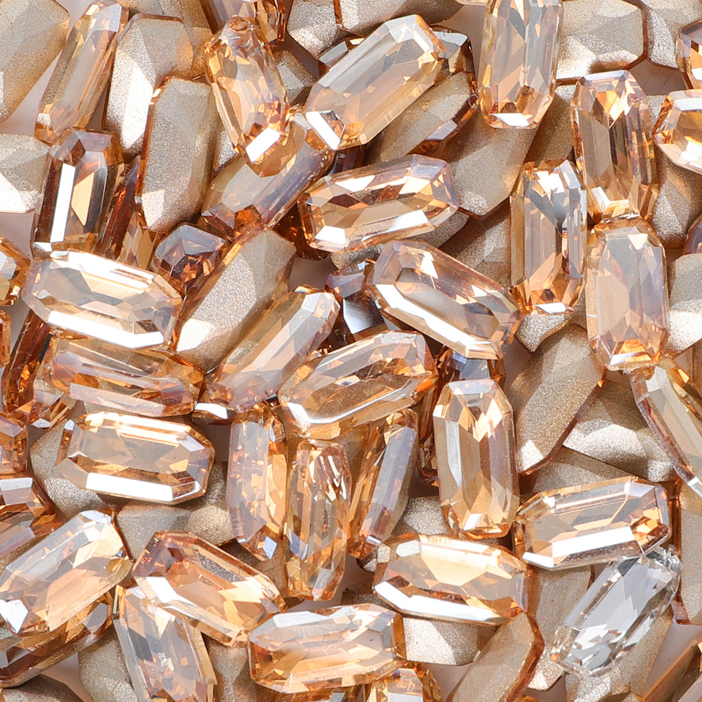 Golden Shadow Elongated Imperial Shape Glass Pointed Back Fancy Rhinestones WholesaleRhinestone
