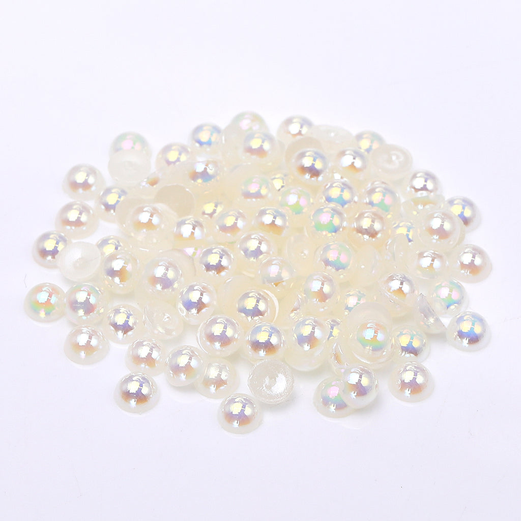 Ivory AB Resin Flat Back Pearls Multi Sizes WholesaleRhinestone