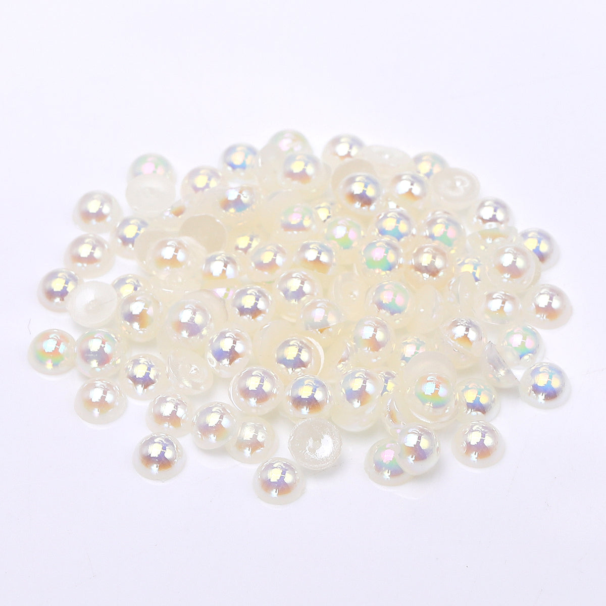 Ivory AB Resin Flat Back Pearls Multi Sizes WholesaleRhinestone