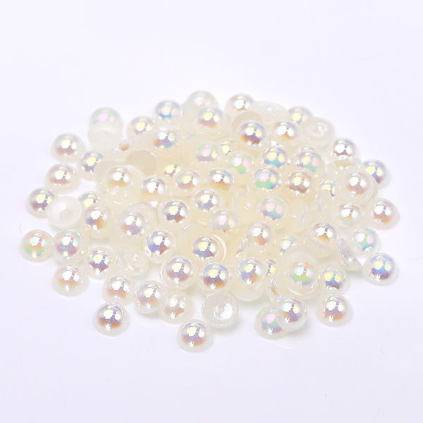 Ivory AB Resin Flat Back Pearls Multi Sizes WholesaleRhinestone