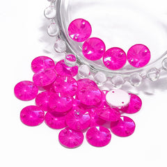 Electric Neon Fuchsia Rivoli Shape High Quality Glass Sew-on Rhinestones