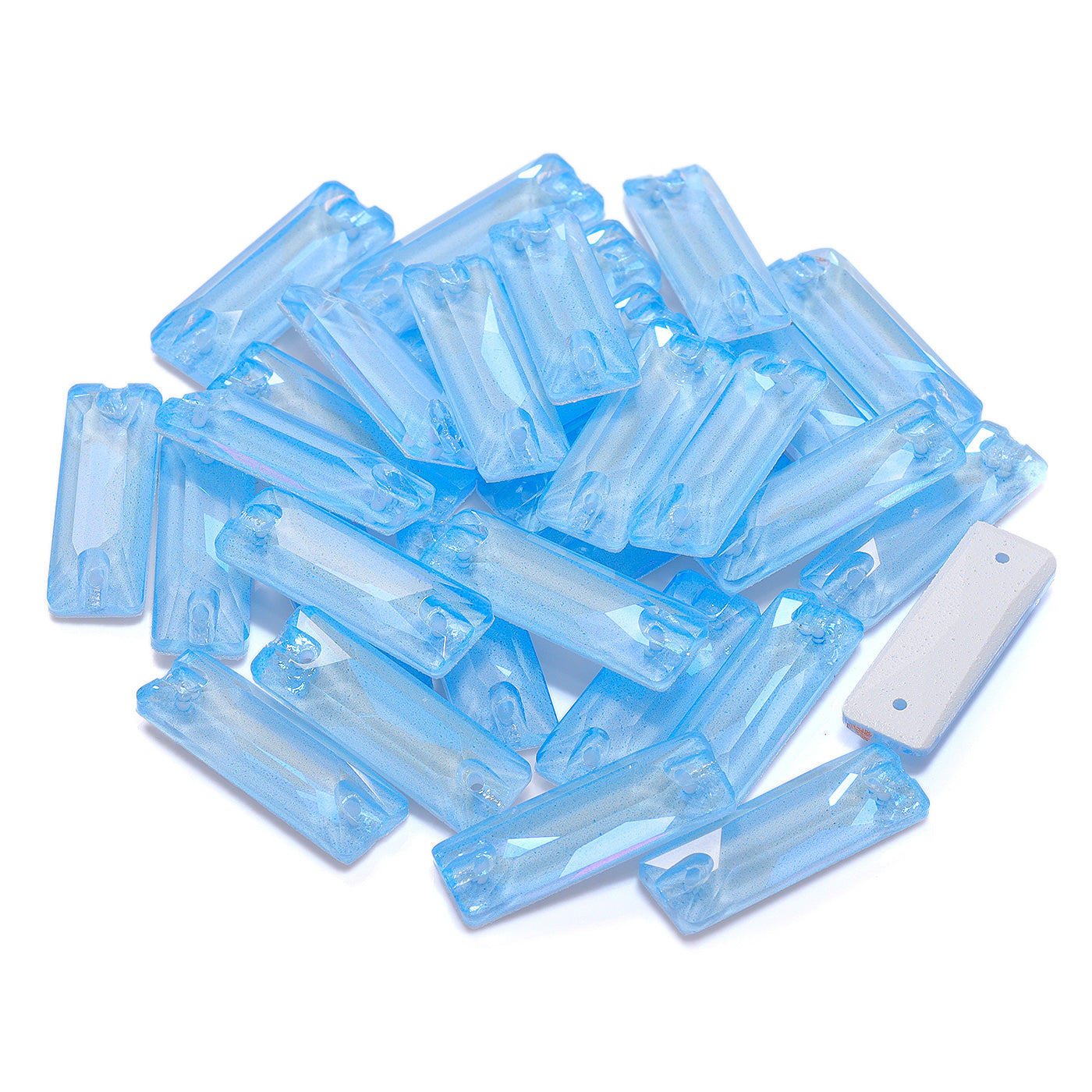 Electric Neon Light Blue Cosmic Baguette Shape High Quality Glass Sew-on Rhinestones Secondary image