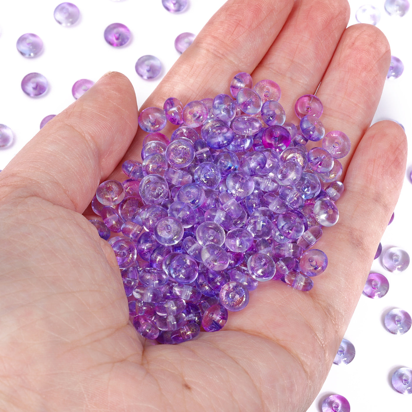 TMTG005 Transparent Candy Series Lucky Buckle Shape Glass Seed Beads Secondary image