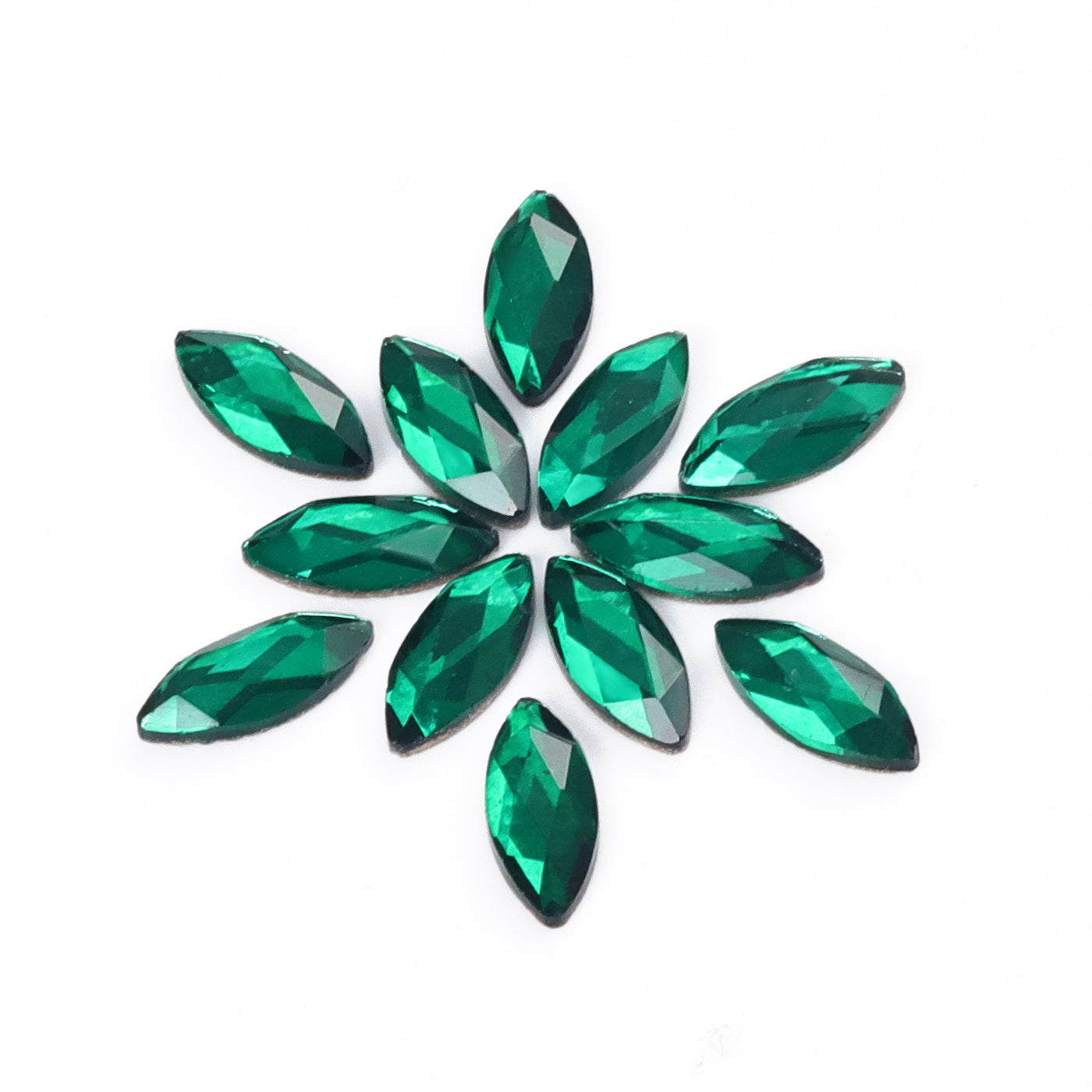 Navette Shape Dark Green Flat Back Fancy Rhinestones WholesaleRhinestone