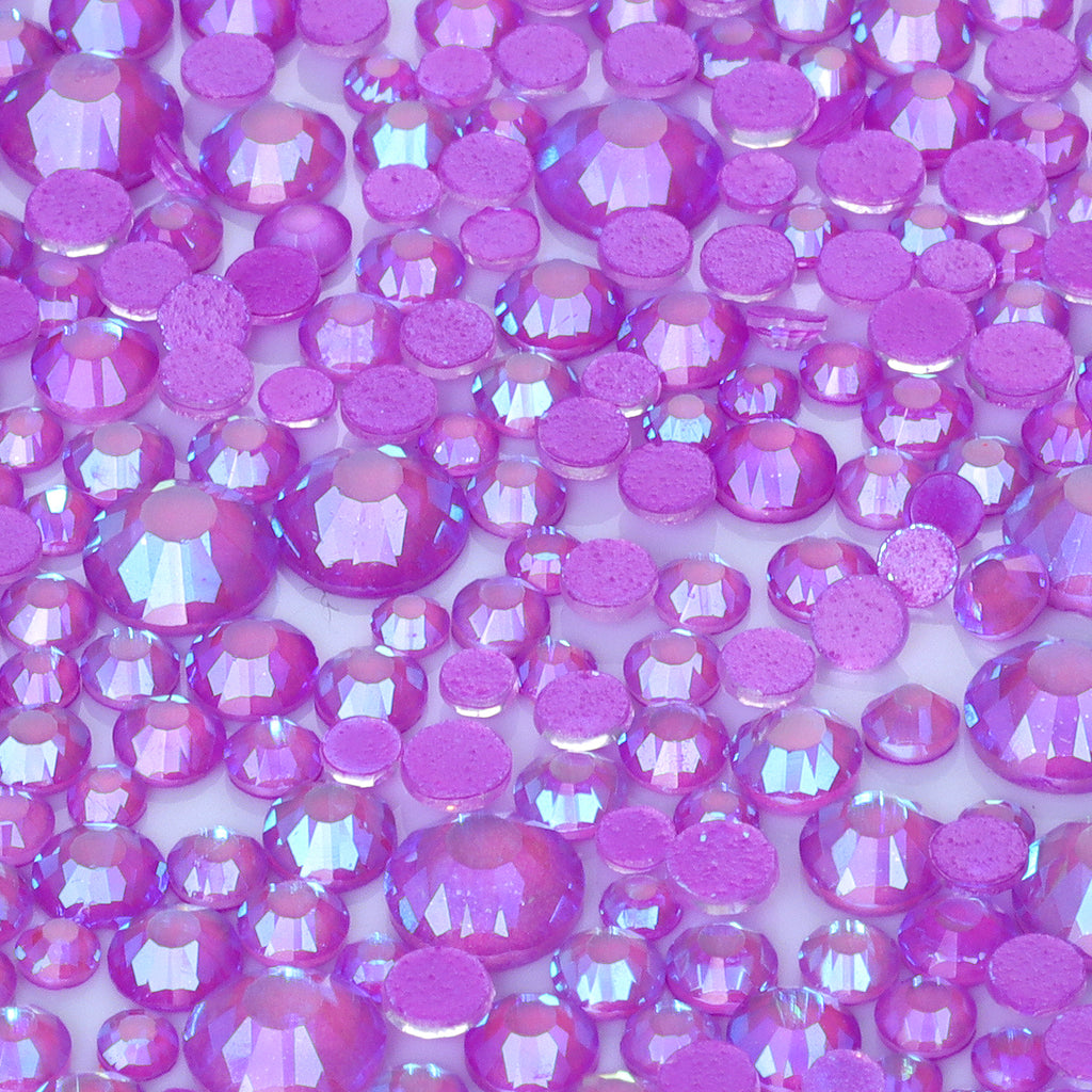 Mixed Sizes Mocha Shimmer Dk Purple Glass Flat Back Rhinestones For Nail Art WholesaleRhinestone