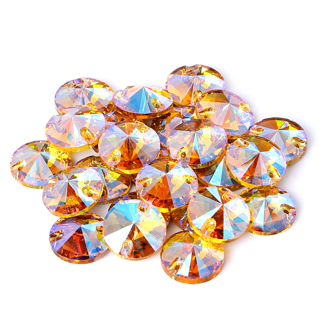 Light Topaz Shimmer Rivoli Shape High Quality Glass Sew-on Rhinestones Secondary image
